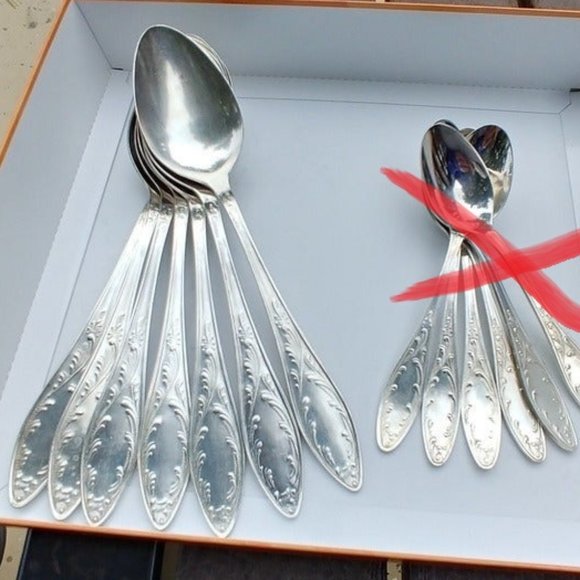 Other - 🎈 Soviet Era Russian Silver Plated Table Soup Spoons x6 ONLY USSR Vintage 🥄